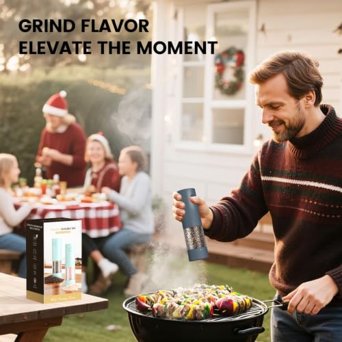 Electric Salt and Pepper Grinder Set (Slate Gray)