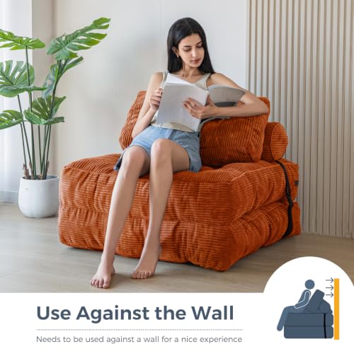 Folding Sofa Bed (New Orange / Single)