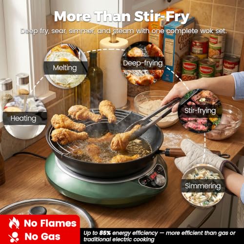 1700W Concave Induction Wok Burner (Cooktop with Nitrided Carbon Steel Wok)
