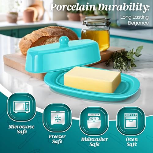 Standard Ceramic Butter Dish with Lid for Countertop (Blue / Standard)