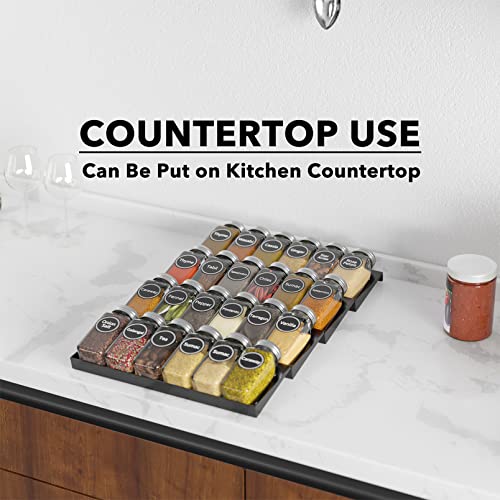 Spice Drawer Organizer with 24 Spice Jars (24 Jars, 11.25" Wide)