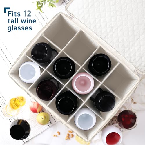 Wine Glass Storage Box with Dividers