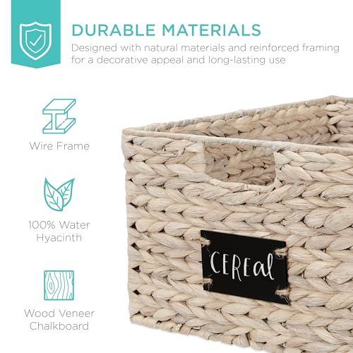 Pantry Baskets Set of 2 16x12in Water Hyacinth Storage Baskets (12x16x8in / White)