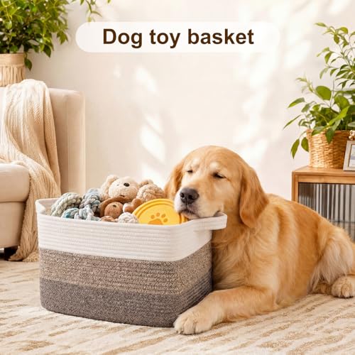 Cotton Rope Storage Baskets for Organizing Dark Brown 3 (Gradient Dark Brown / 3 pcs-13”x9.9”x8.7”)