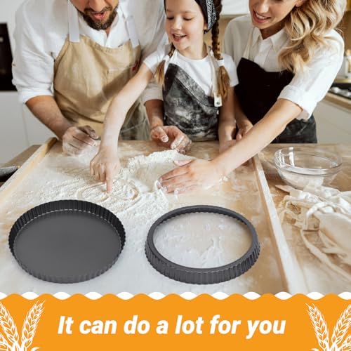 Tart Pan 10 Inch with Removable Bottom (Black-Round-1 pack / 10 Inch)