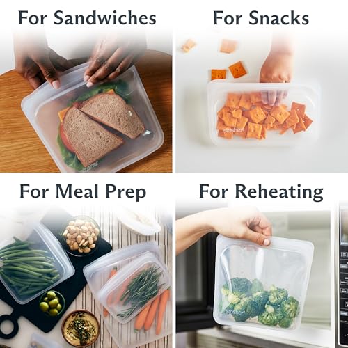 Premium Reusable Silicone Food Storage Bags (Clear)