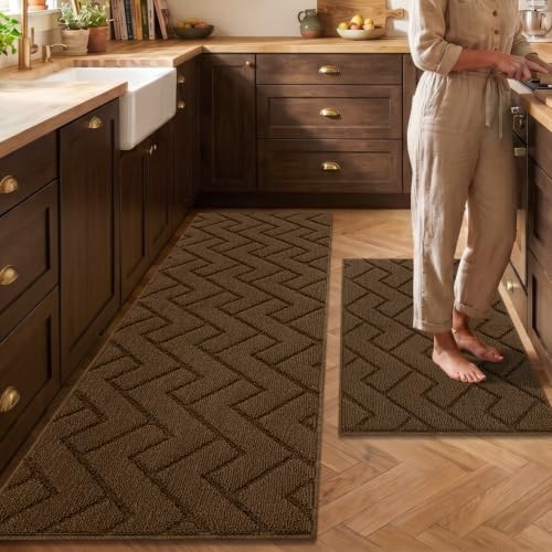 Kitchen Runner Rug (Dark Brown / 20"x59"+20"x32")