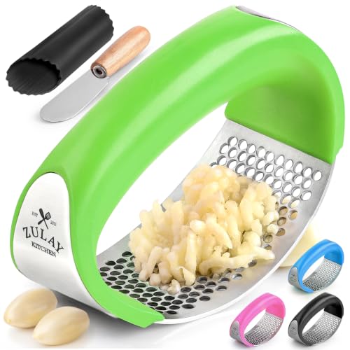 Stainless Steel Garlic Press Rocker Set (Green)