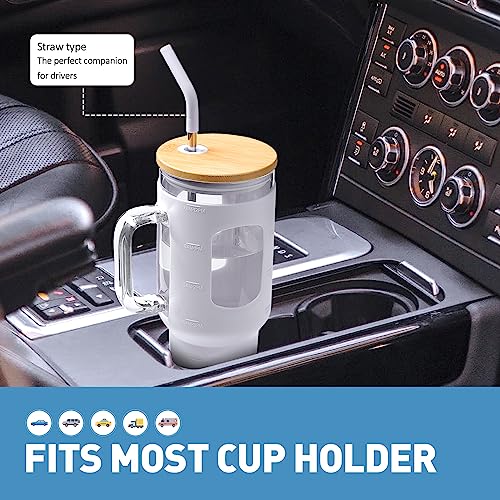 Glass Tumbler with Straw and Lid (White / 40 Ounces)