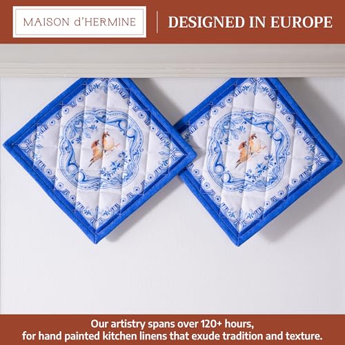 Pot Holders 100% Cotton Potholders (008 - Amsterdam Canals / 8" x 8" (Pot Holder Pack of 2))