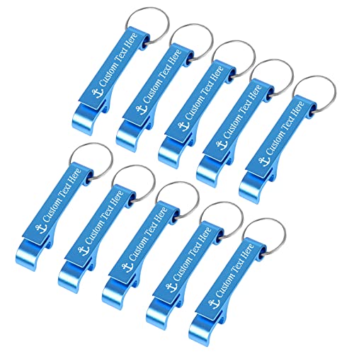 10PCS Personalized Bottle Opener Keychain Bulk Custom Beer Bottle Opener with Logo Text Engraved Wedding Bottle Opener Favors Customized Gifts for Guests Baby Shower Birthday Party (10 Count)