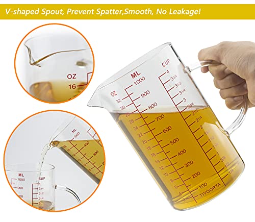 Glass Measuring Cup with Handle (1000ML RED)