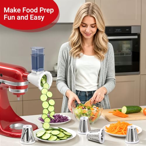 Updated Cheese Grater Slicer Shredder Attachment for KitchenAid Stand Mixers (4 Blades)