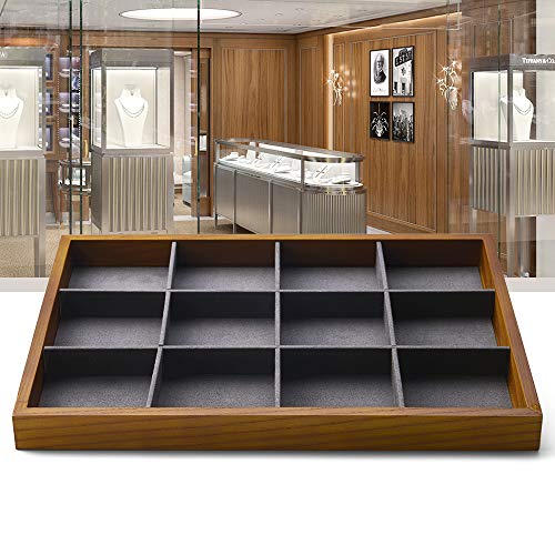 Solid Wood Jewelry Tray (Grey 12 grid tray)