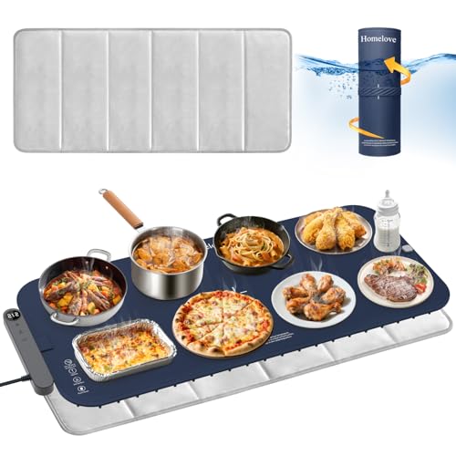 Warming Mat for Food (Dark-blue / XL: 35.8''×15.8'')