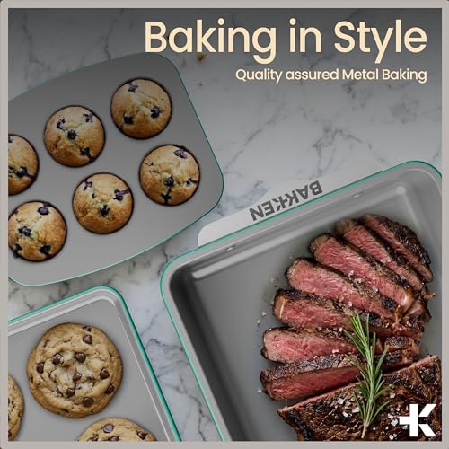 Bakken 8 Piece Ceramic Coated Bakeware Sets (Teal)