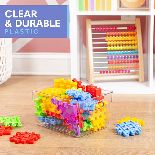 Plastic Food Storage 4 Pack Clear Container Bin with Handles for Organizing Kitchen