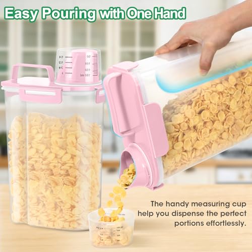 2 Pack Airtight Rice Container 5 Lbs +10 Lbs (Pink 3+6Qt)