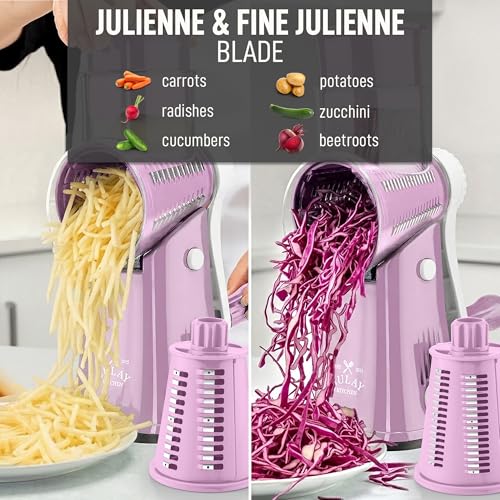 Rotary Cheese Grater Manual Hand Crank 5 Blade Shredder