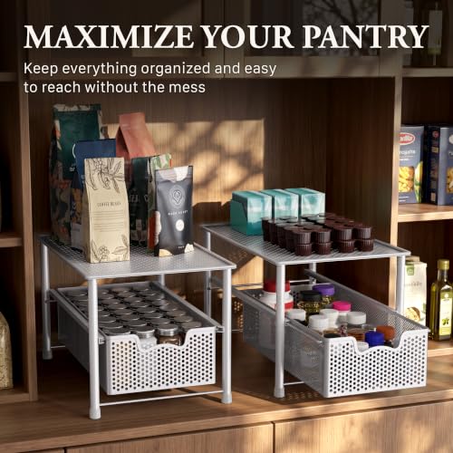 Stackable Under Sink Sliding Basket Drawer (White)