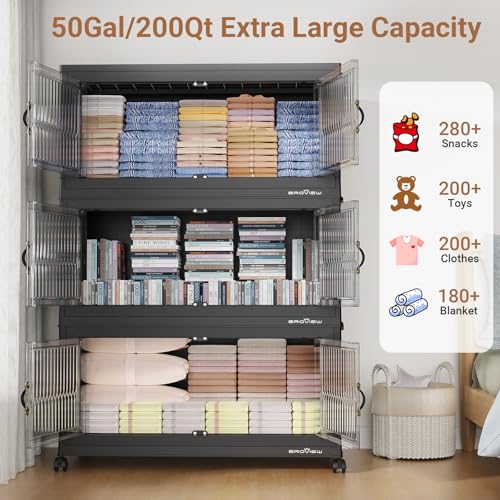 600Qt Extra Large Stackable Storage Bins with Lids (3 Count)