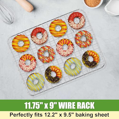 12x9 Inch Stainless Steel Cooling Rack Set Fit Quarter Sheet Pan (11.75" x 9")