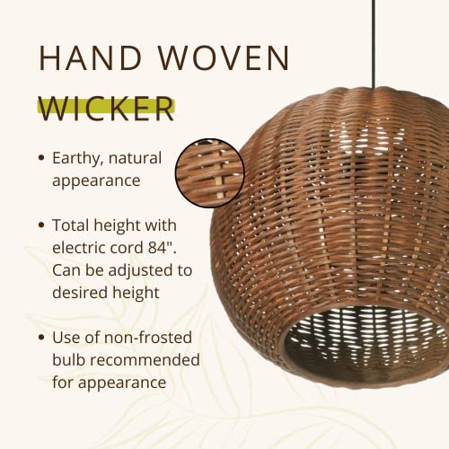 Wicker Ball Pendant Light (Rustic Brown)