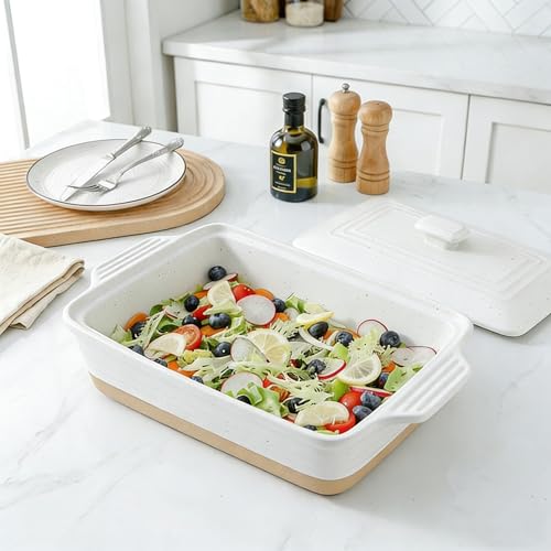 Ceramic Casserole Dish with Lid (White)