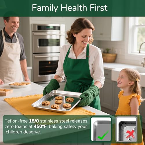18 0 Stainless Steel Baking Sheet with Cooling Rack (Set of 4 - 12.40 × 9.65 × 1 inch)