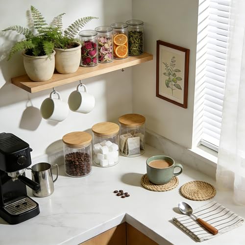 17oz Round Glass Storage Containers with Bamboo Lids (Round/17oz/12pcs / 17oz/12pcs)
