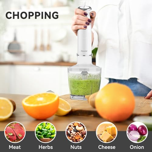 Immersion Blender Handheld 5 in 1 Hand Blender (White)