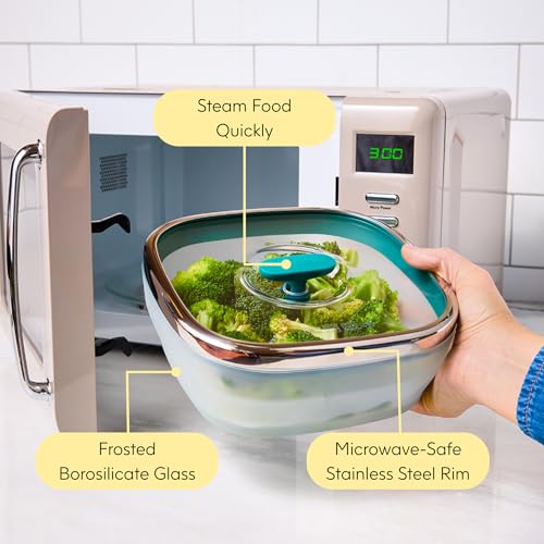 5.5 Cup Square Glass Food Storage with Lid (Kale)
