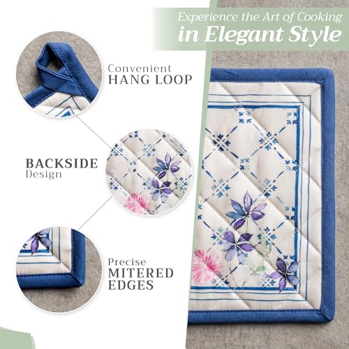 Pot Holders 100% Cotton Potholders (015 - Faience / 8" x 8" (Pot Holder Pack of 1))