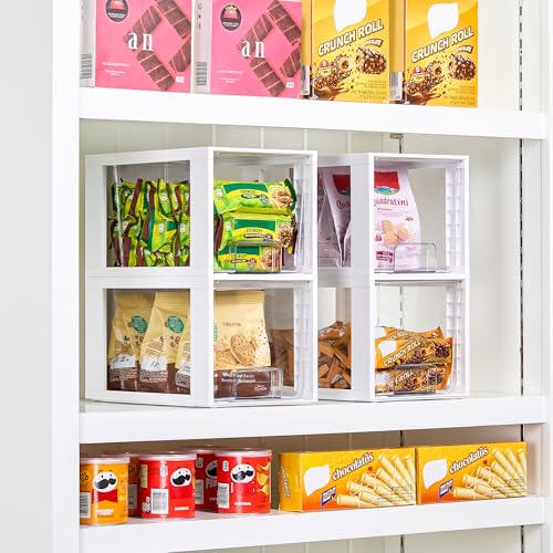 4 Pack Large Stackable Storage Drawers (White( 4 Pack))