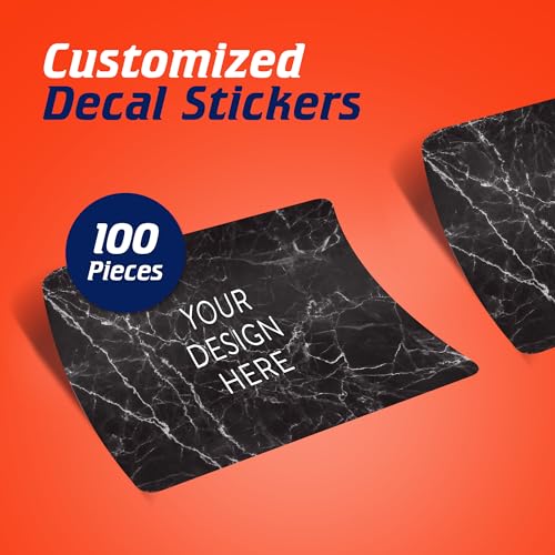 Custom Vinyl Stickers Your Image (Black Marble / 6x4)