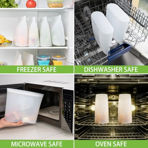 Reusable Food Storage Bags Half (Translucent | Half-Gallon | 4 Pack)