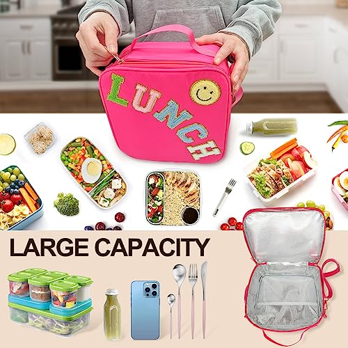 Insulated Lunch Bag With Adjustable Shoulder Strap (Rosy Red)
