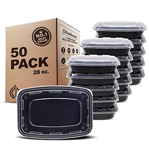 Meal Prep Containers [50 Pack] 1 Compartment with Lids (28OZ-50PK)