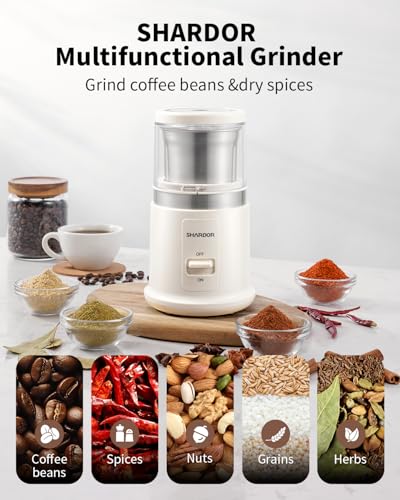One Touch Coffee Grinder Electric (White / 1 BOWL)