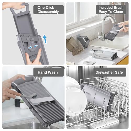 Safe Mandoline Slicer for Kitchen (3rd Gen, Gray)