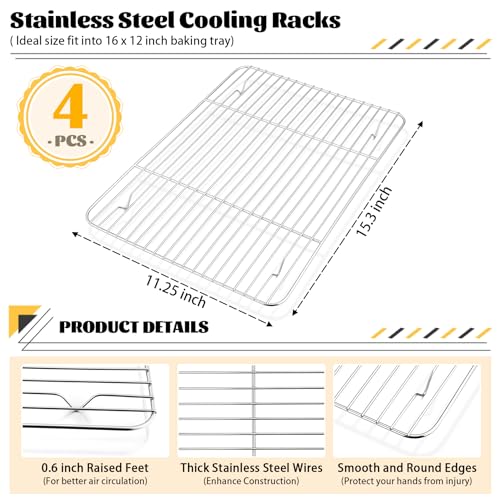 4 Pcs Baking Wire Rack for Cooling (15.3 Inch)