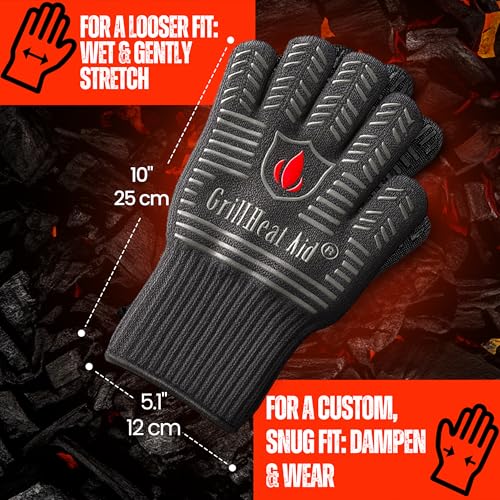 Grill Gloves Heat Proof for Men Grilling BBQ Heat Resistant Gloves (Gray / Short Cuff - Medium Palm)