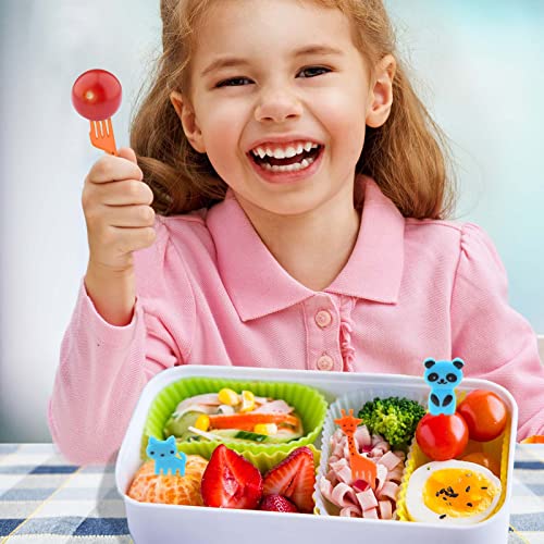 60 Pcs Silicone Lunch Box Dividers with Animal Food Picks (‎Multicolor-60pcs)