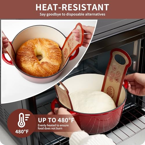 Silicone Sourdough Bread Sling Mat (2Pcs Oval+Round Red)