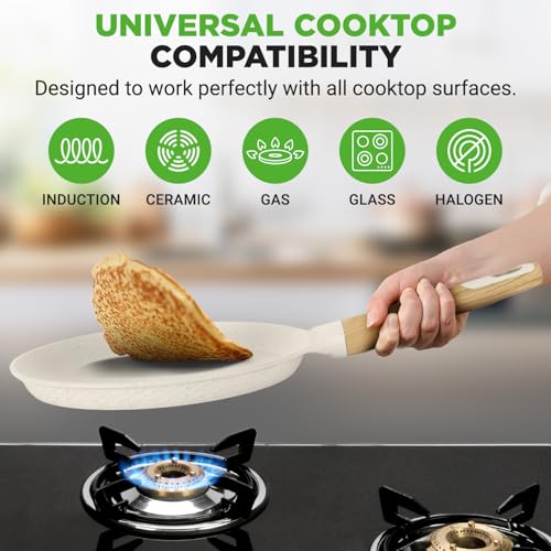 11” Non Stick Crepe Pan with Wooden Spreader (Cream / 11")