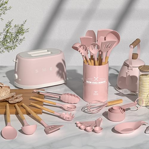 Silicone Kitchen Utensils Set (Pink)