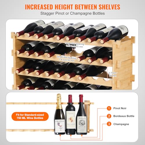 36 Bottle Stackable Modular Wine Rack (Original Wooden Colour / 4-Tier 36 Bottles)