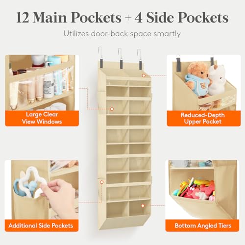 1 Pack Over the Door Organizer (Beige / 12 section)