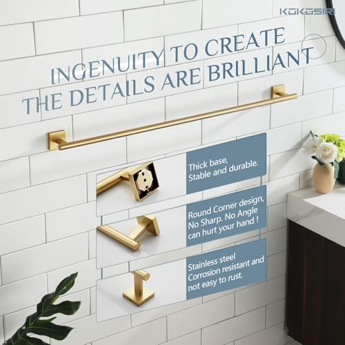 Bathroom Towel Bar 36'' Towel Holder for Bath Kitchen Wall Mount Towel Rails 36 Inch Brushed Gold Stainless Steel B4005BG (Brushed Gold / 36-Inch)