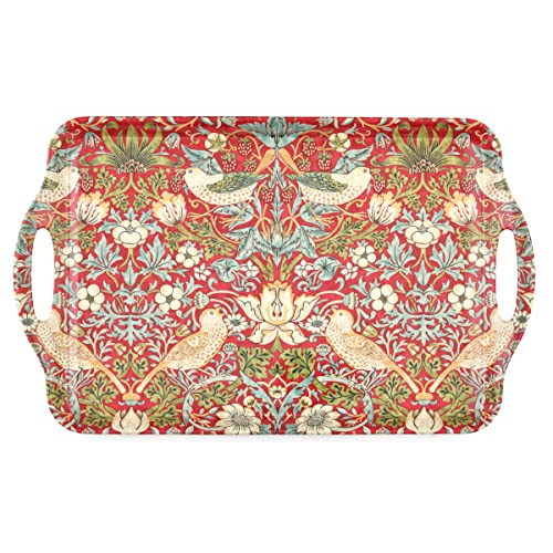 Morris & Co Strawberry Thief Red Large Handled Tray (18.9" x 11.6" x 1" / Red Strawberry Thief)